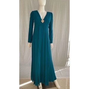 Scott Mcclintock Women's Maxi Dress Party Wedding Turquoise Long Sleeves Size 10